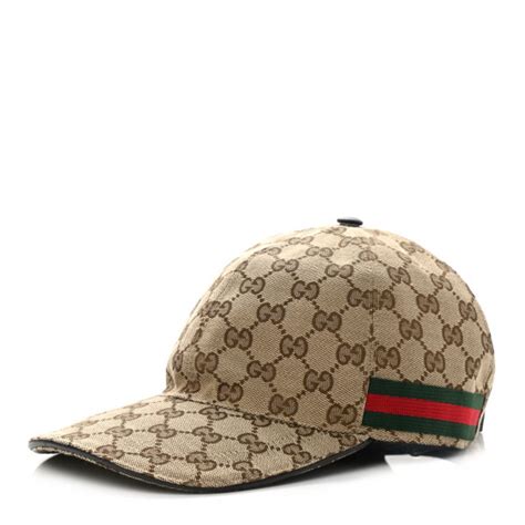 GUCCI Monogram Web Baseball Hat S Beige Cocoa